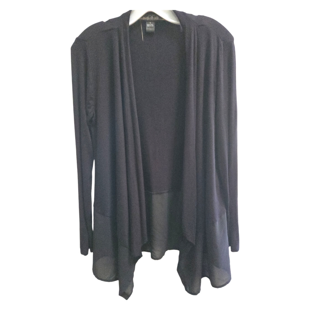 August Silk Black Draped Cardigan SZ S